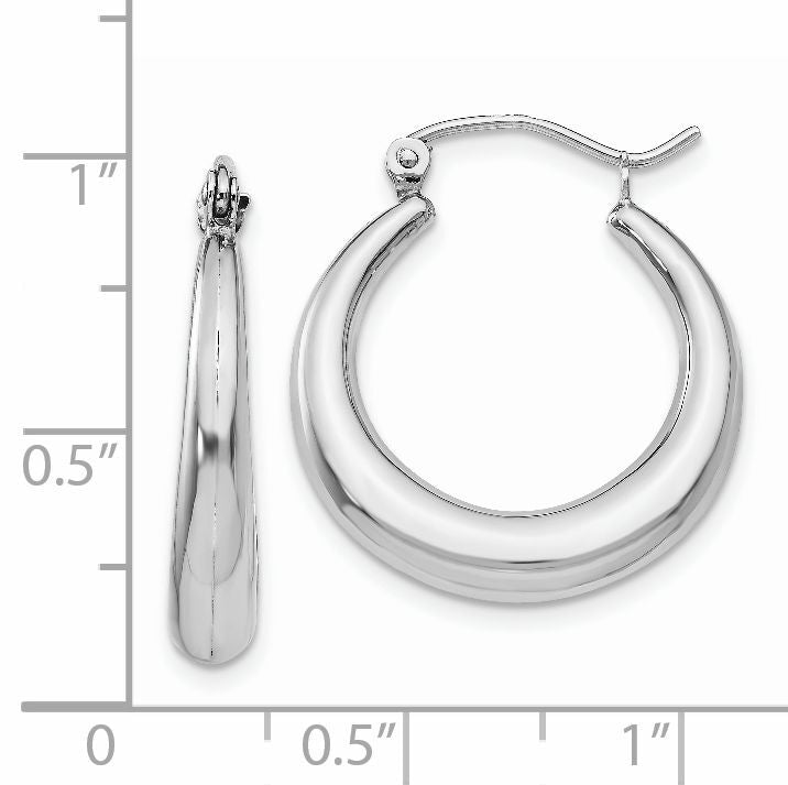 14k White Gold Polished Hoop Earrings-TC543