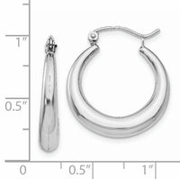 14k White Gold Polished Hoop Earrings-TC543