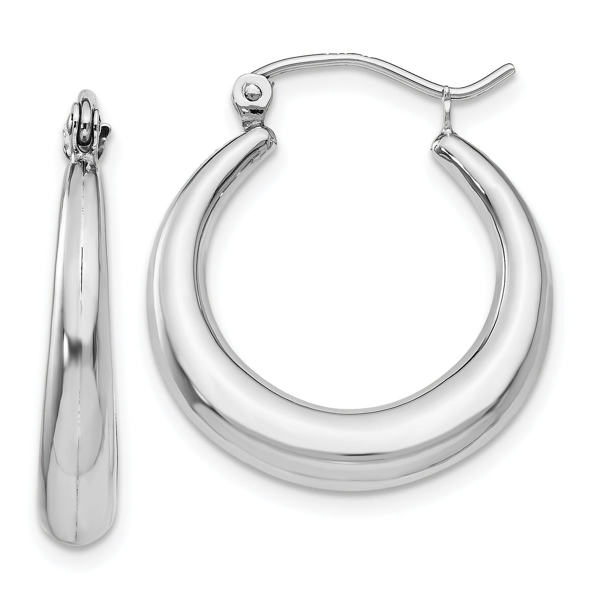 14k White Gold Polished Hoop Earrings-TC543