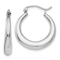 14k White Gold Polished Hoop Earrings-TC543