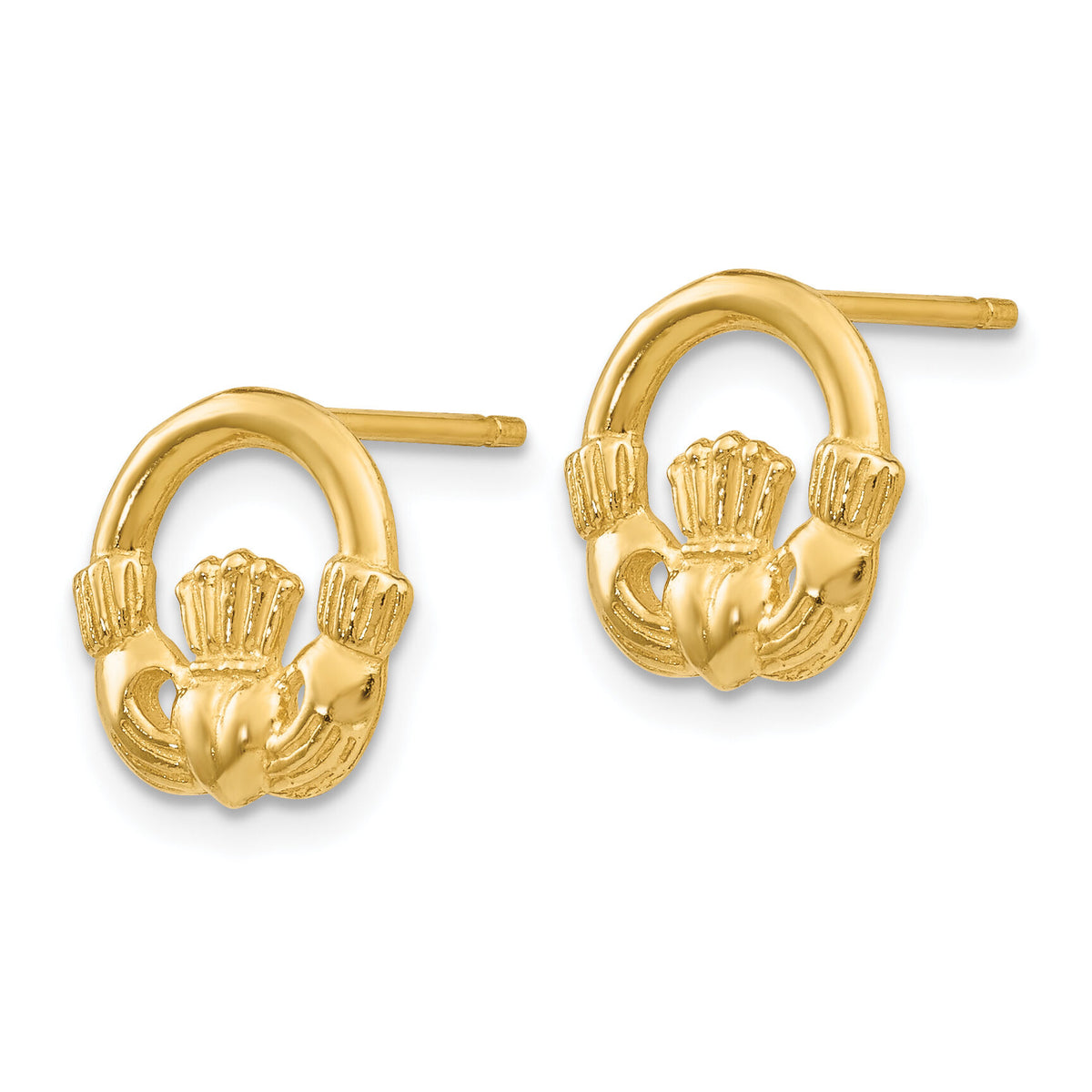 14k Claddagh Post Earrings-TC556