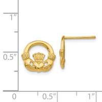 14k Claddagh Post Earrings-TC556