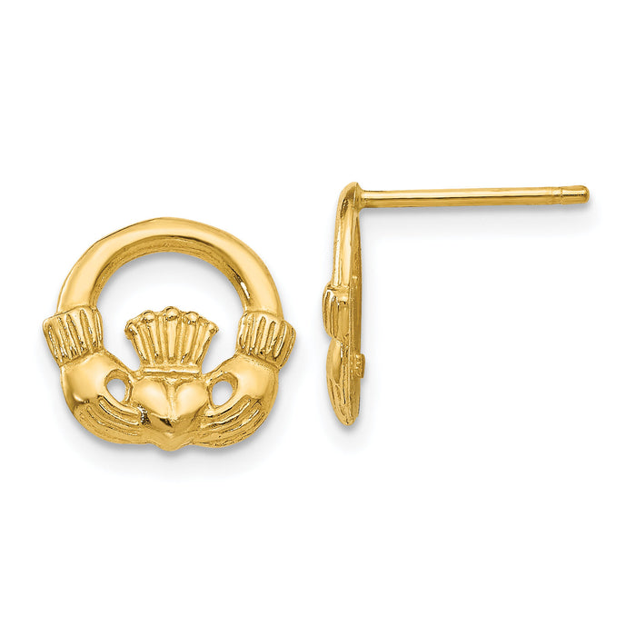 14k Claddagh Post Earrings-TC556