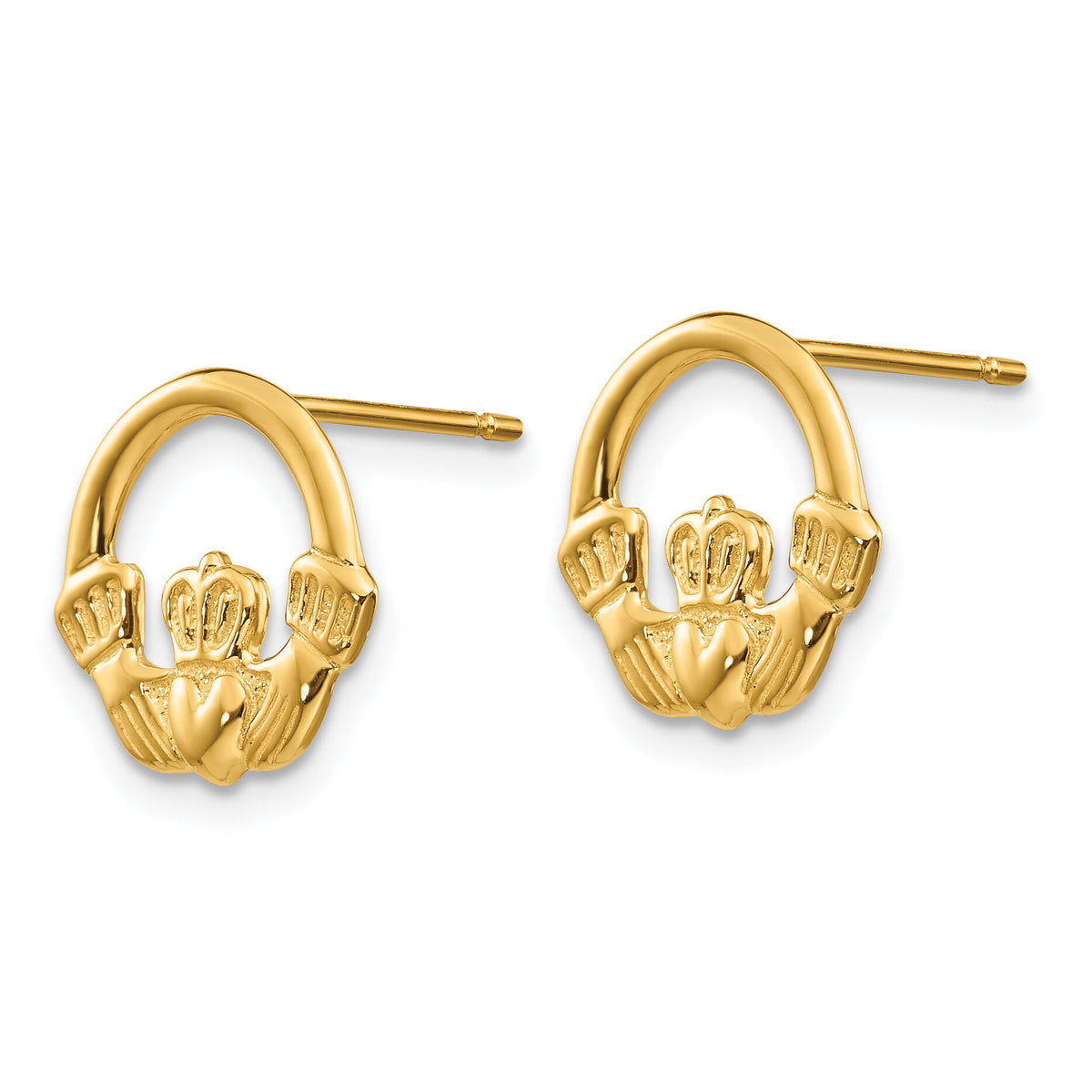 14k Claddagh Post Earrings-TC557