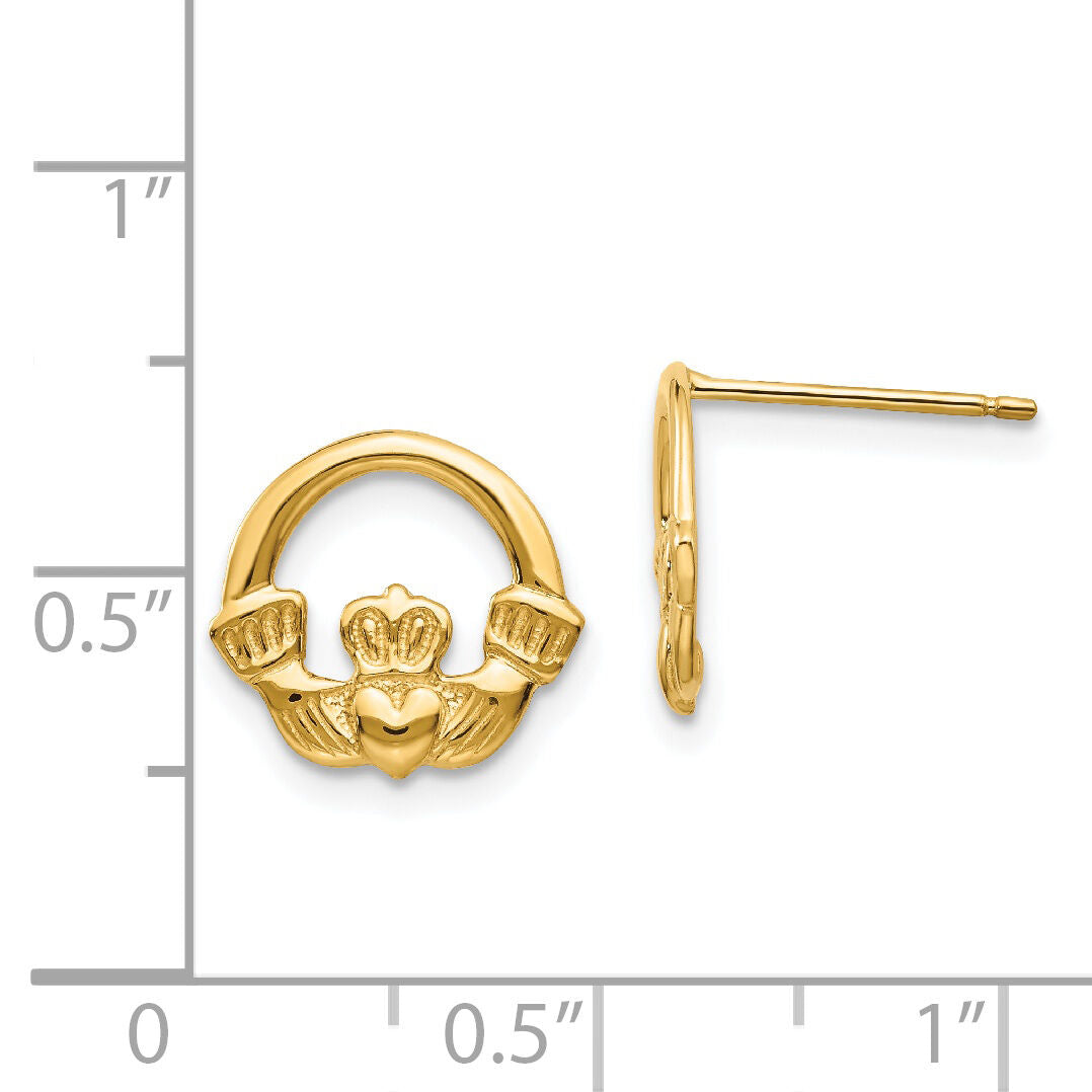 14k Claddagh Post Earrings-TC557