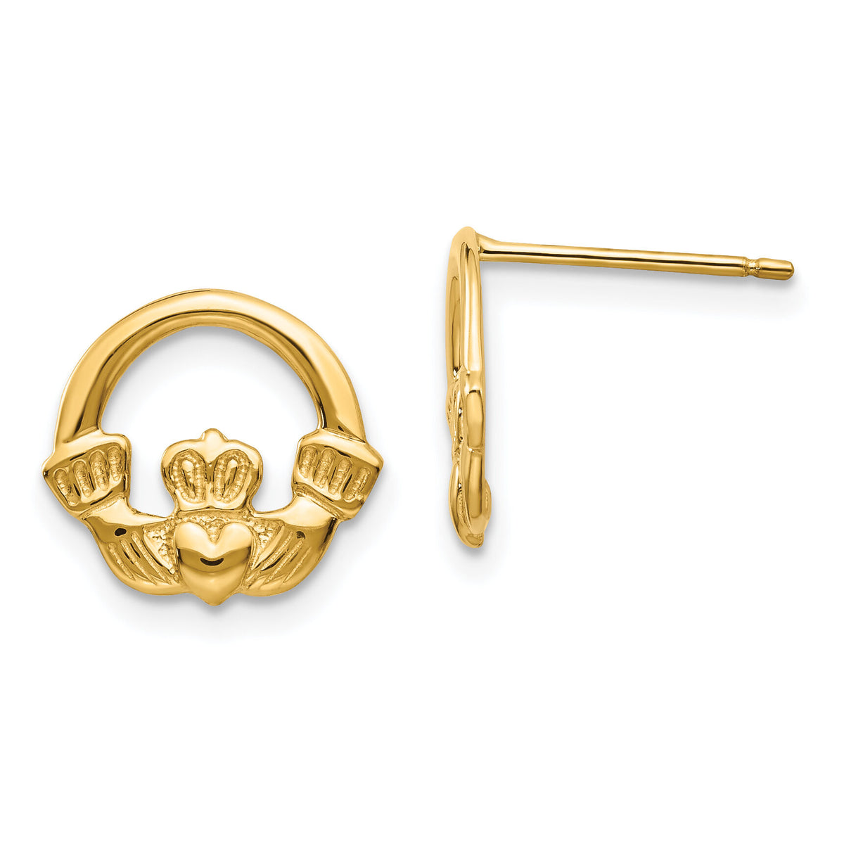 14k Claddagh Post Earrings-TC557