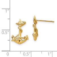 14k 3-D Anchor with Rope Post Earrings-TC564