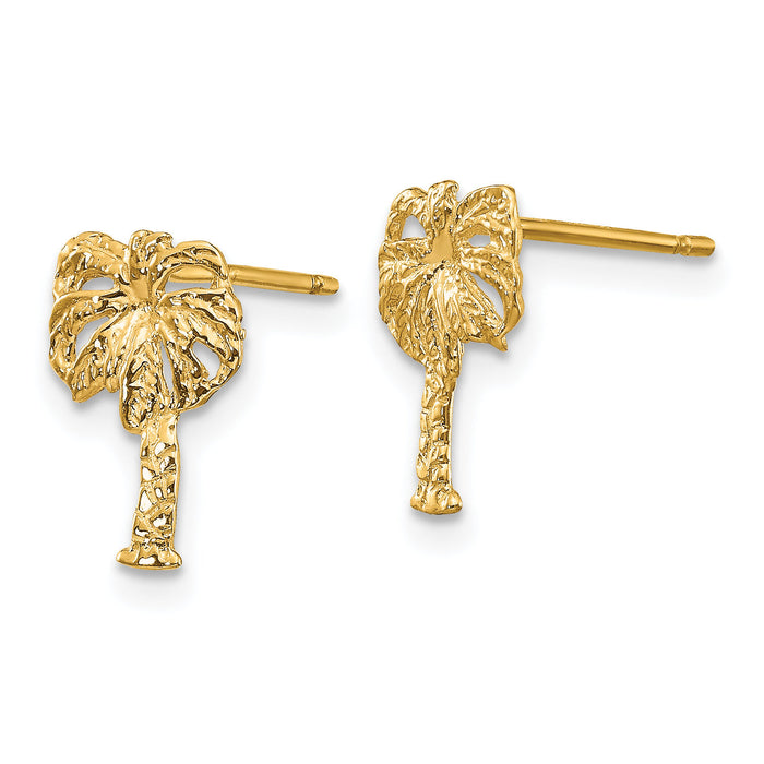 14k Palm Tree Post Earrings-TC566