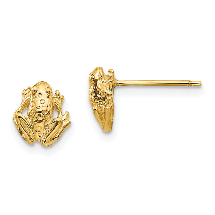 14k Mini Frog Post Earrings-TC605