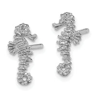 14K White Gold Mini Seahorse Post Earrings-TC610W