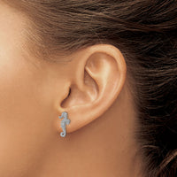 14K White Gold Mini Seahorse Post Earrings-TC610W