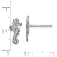 14K White Gold Mini Seahorse Post Earrings-TC610W