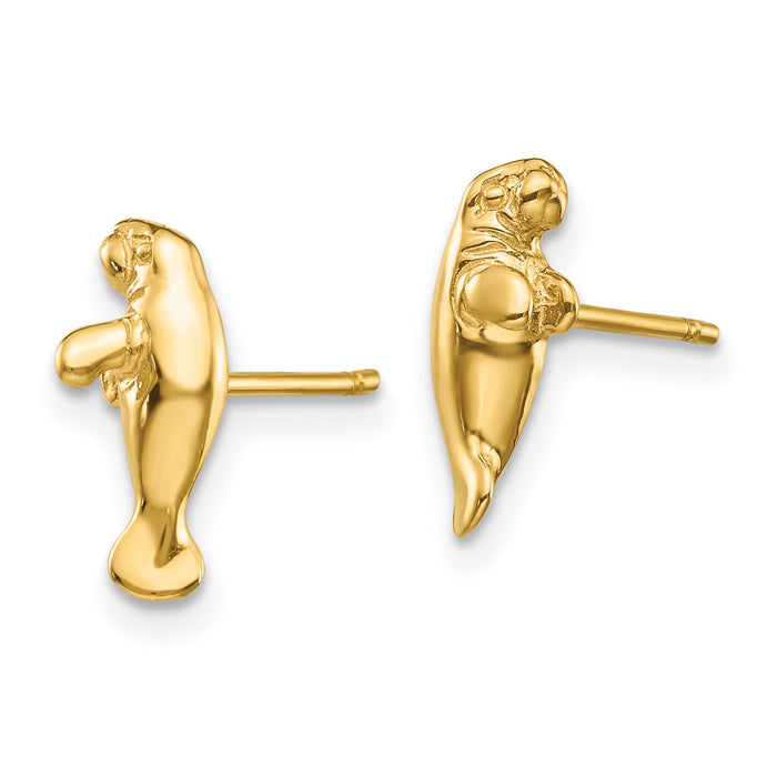 14k Mini Manatee Post Earrings-TC612