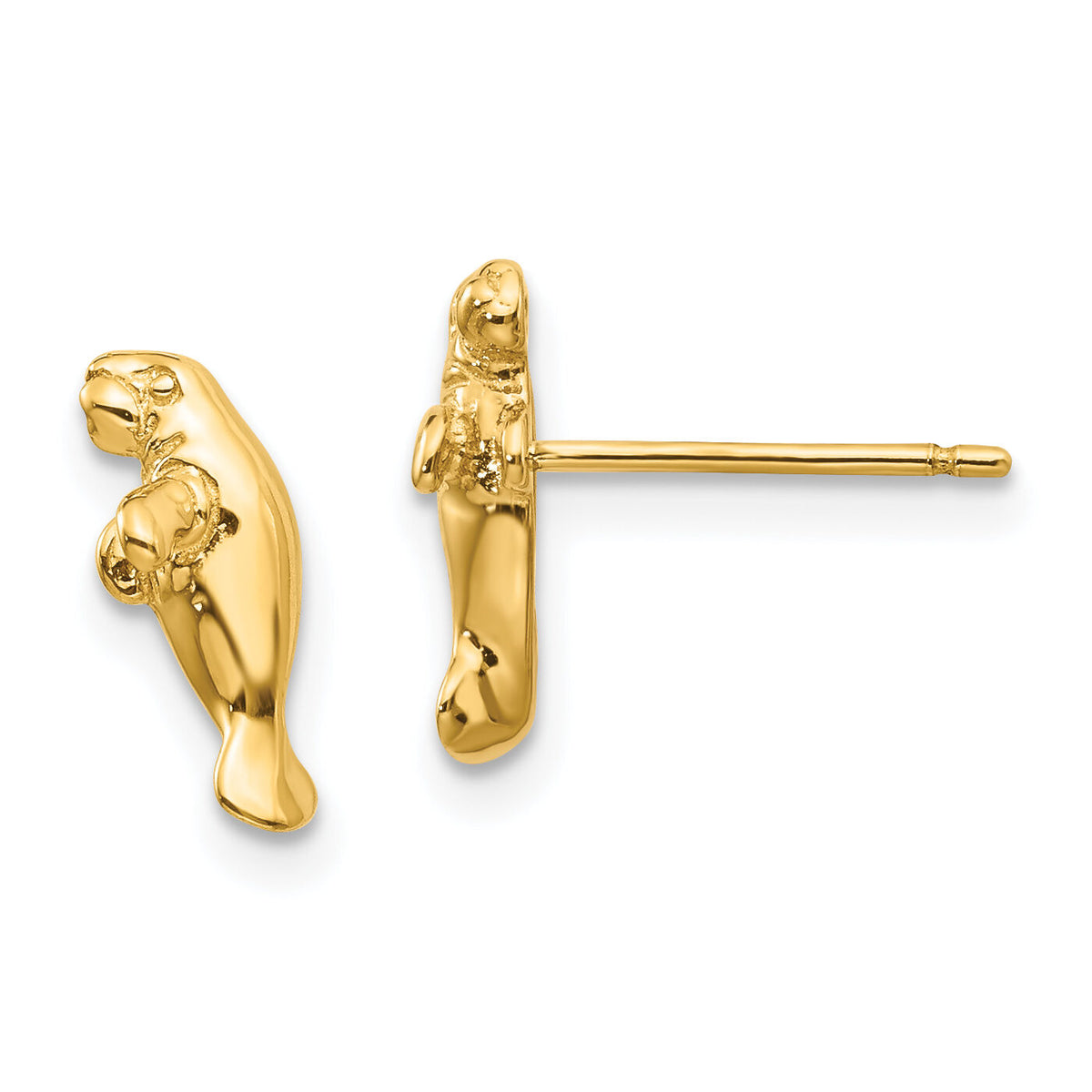 14k Mini Manatee Post Earrings-TC612