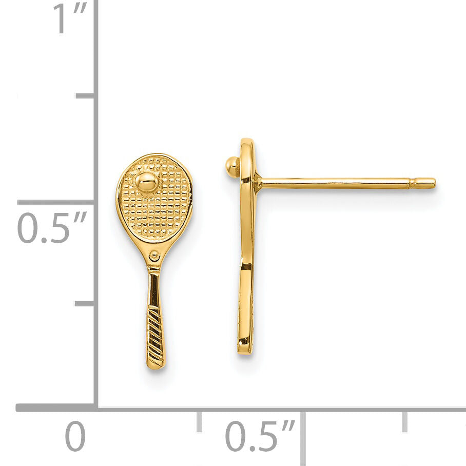 14k Mini Tennis Racquet w/Ball Post Earrings-TC614