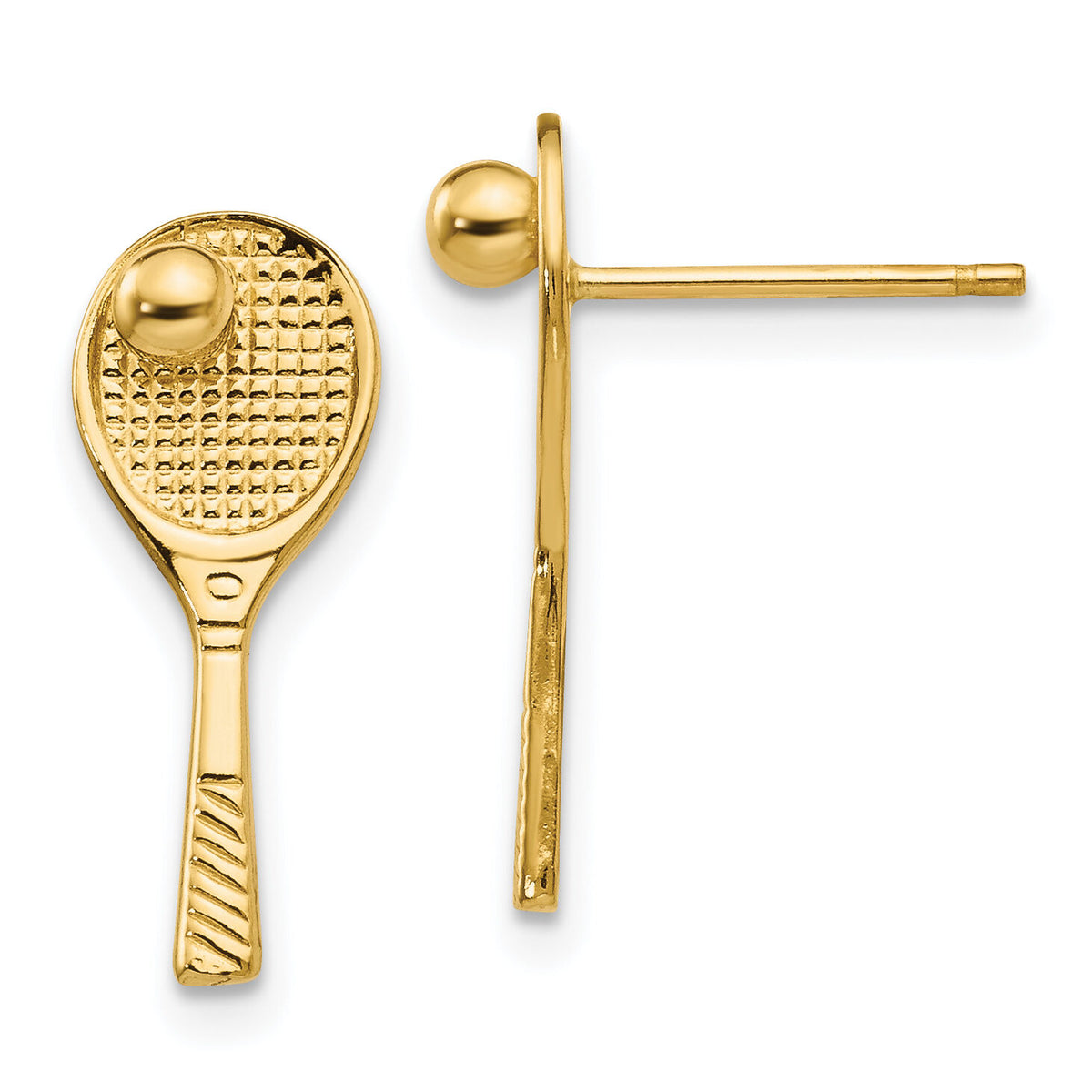 14k Tennis Racquet w/Ball Post Earrings-TC615