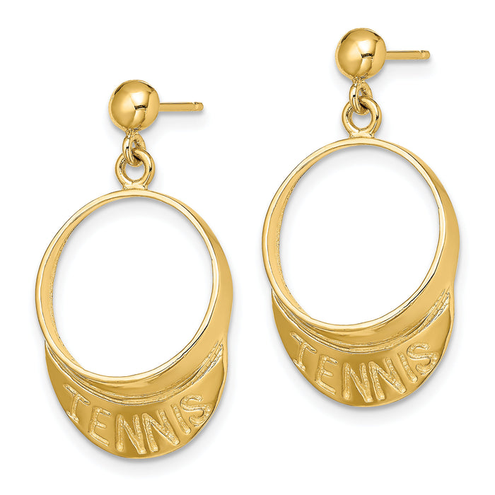 14k 3-D Tennis Visor Dangle Post Earrings-TC616
