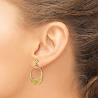 14k 3-D Tennis Visor Dangle Post Earrings-TC616