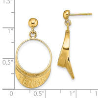 14k 3-D Tennis Visor Dangle Post Earrings-TC616