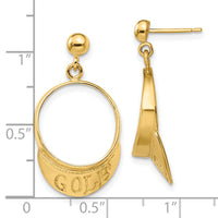 14k 3-D Golf Visor Dangle Post Earrings-TC618