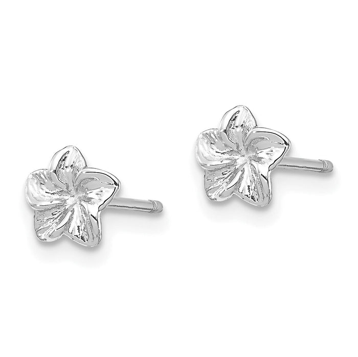 14k White Gold Plumeria Flower Post Earrings-TC623W