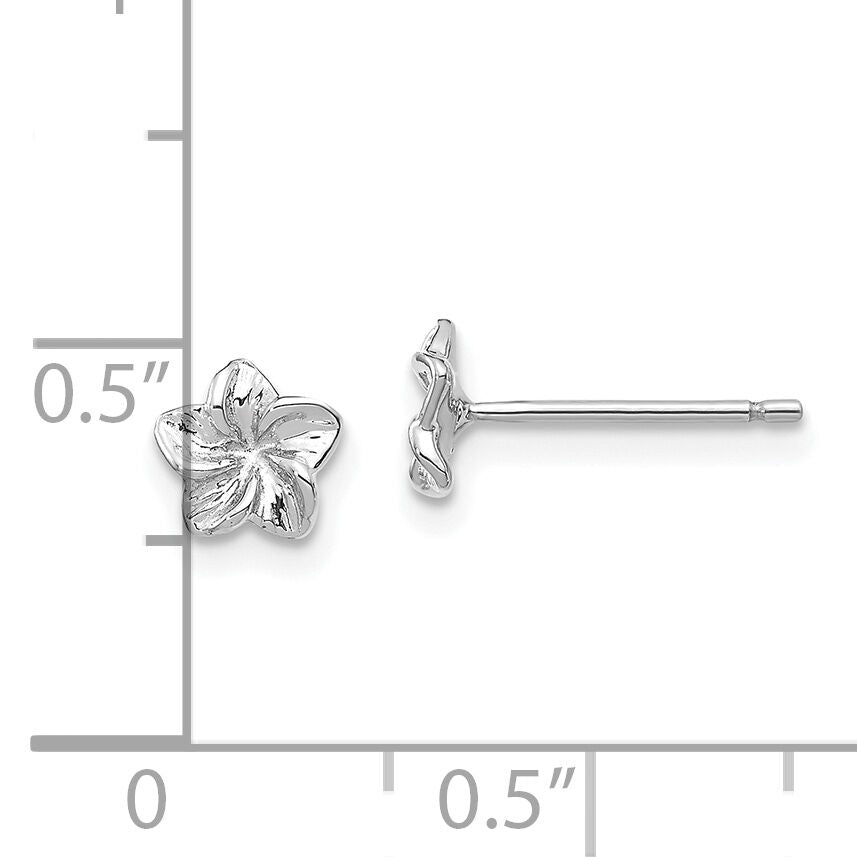 14k White Gold Plumeria Flower Post Earrings-TC623W