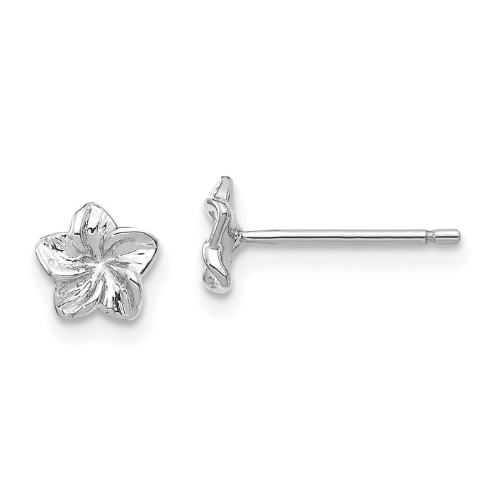 14k White Gold Plumeria Flower Post Earrings-TC623W