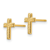 14k Polished Cross Post Earrings-TC628