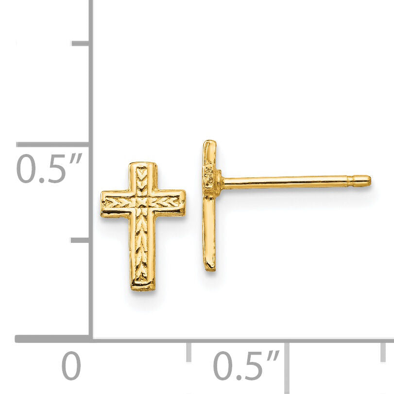 14k Polished Cross Post Earrings-TC628