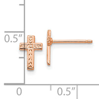 14k Rose Gold Polished Cross Post Earrings-TC628R