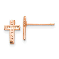 14k Rose Gold Polished Cross Post Earrings-TC628R