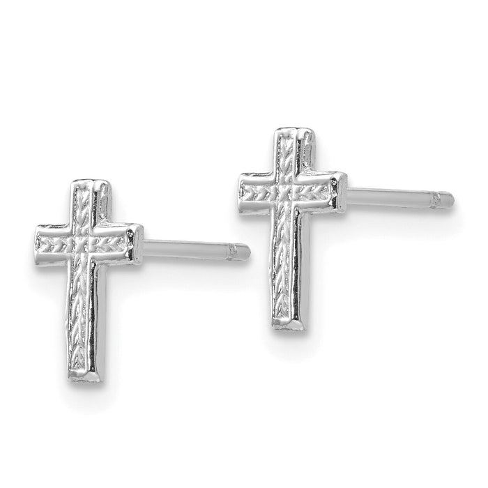 14k White Gold Polished Cross Post Earrings-TC628W