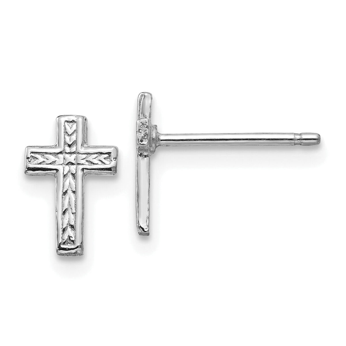 14k White Gold Polished Cross Post Earrings-TC628W