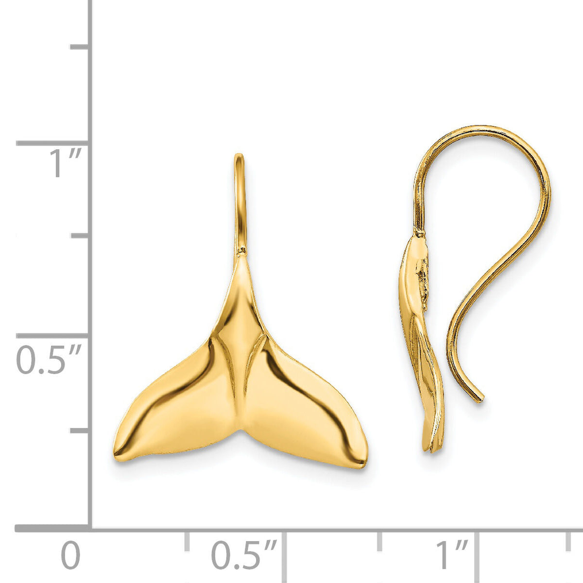 14k Whale Tail Wire Earrings-TC629