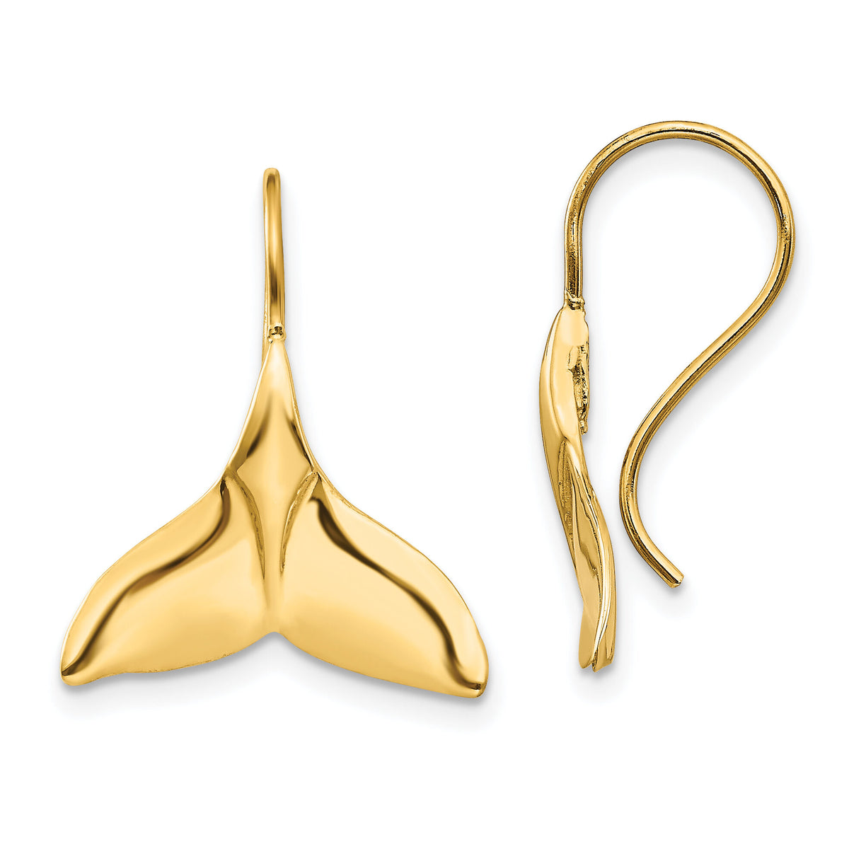 14k Whale Tail Wire Earrings-TC629