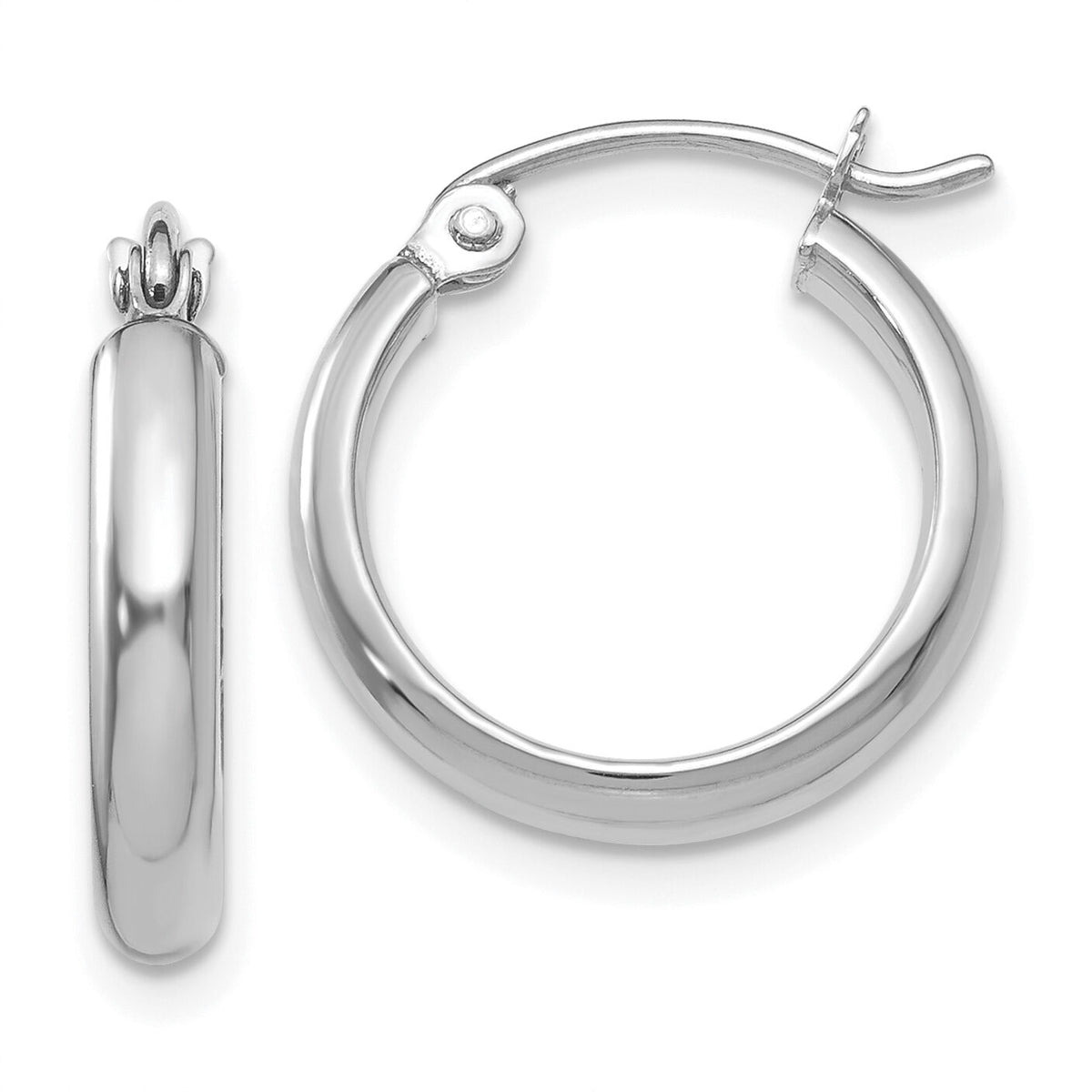 14k White Gold Polished Hoop Earring-TC648