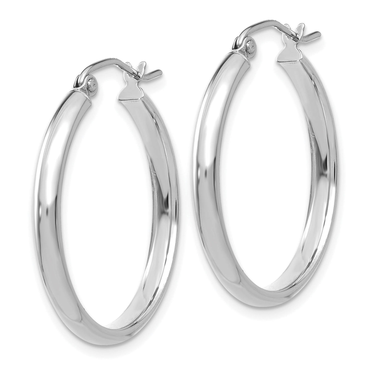 14k White Gold Polished Hoop Earring-TC650