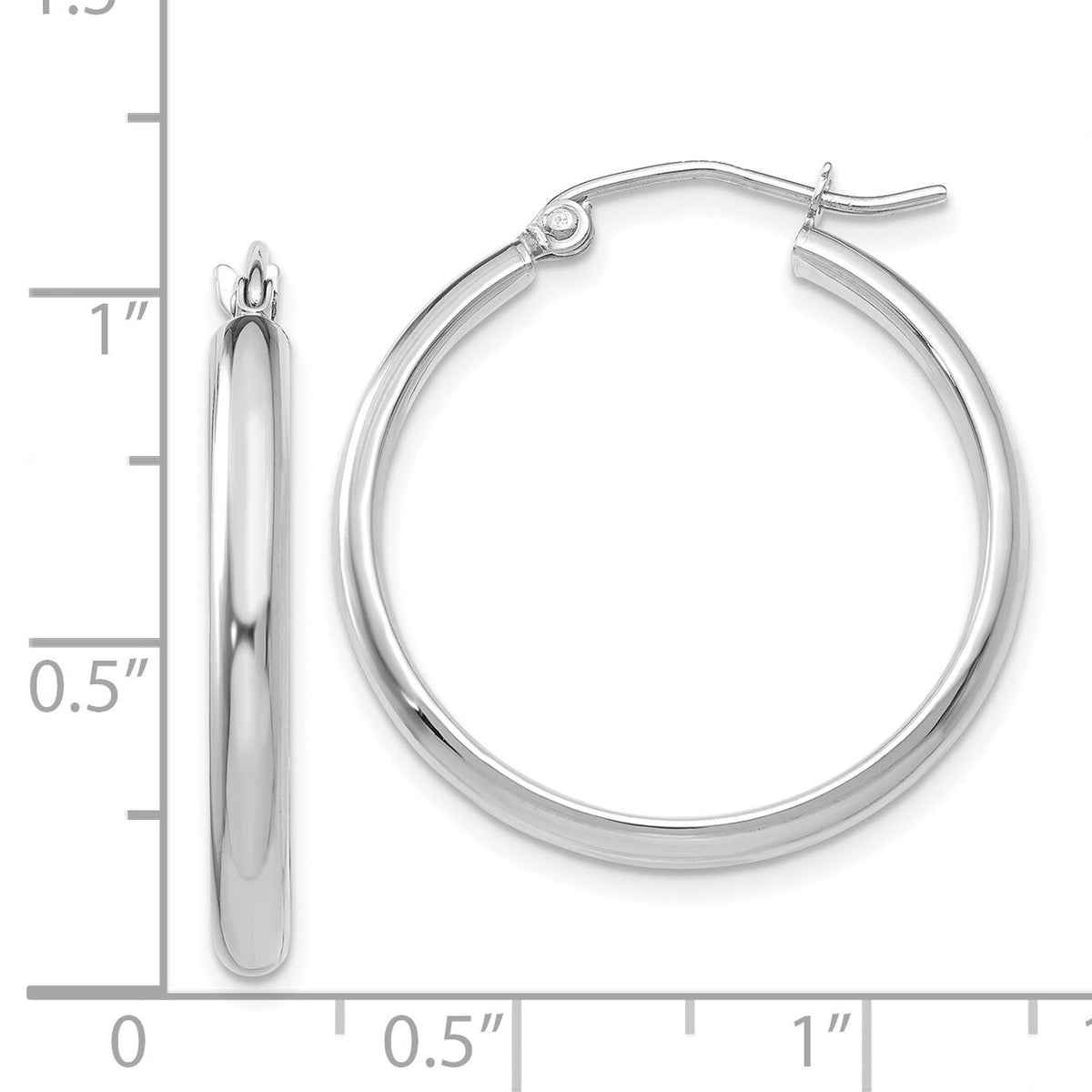 14k White Gold Polished Hoop Earring-TC650