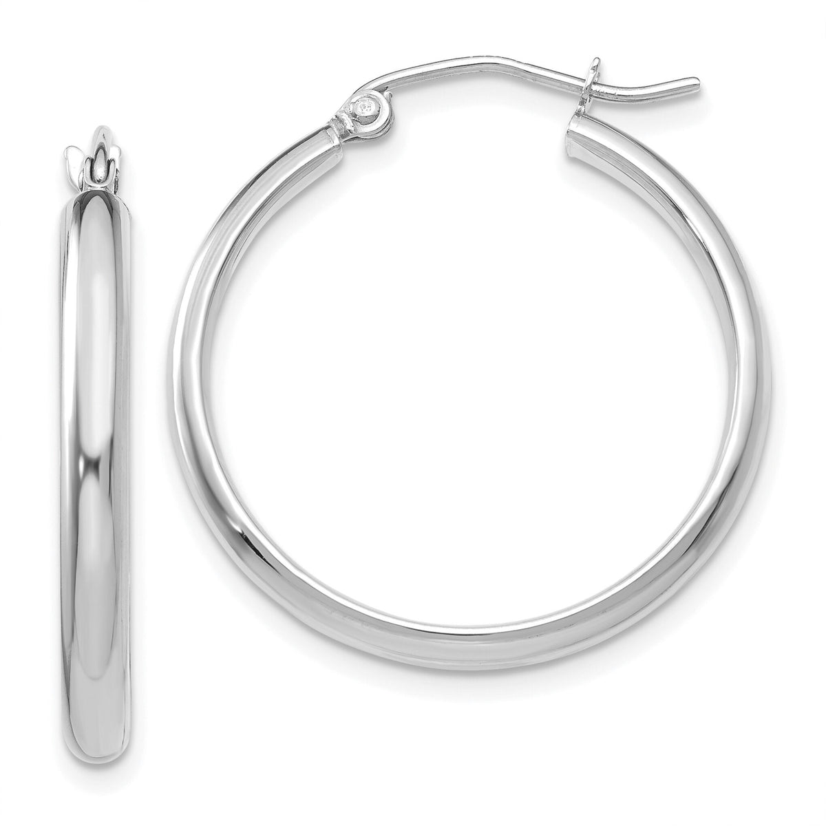 14k White Gold Polished Hoop Earring-TC650