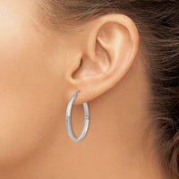 14k White Gold Polished Hoop Earring-TC651