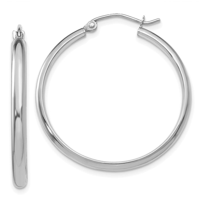 14k White Gold Polished Hoop Earring-TC651