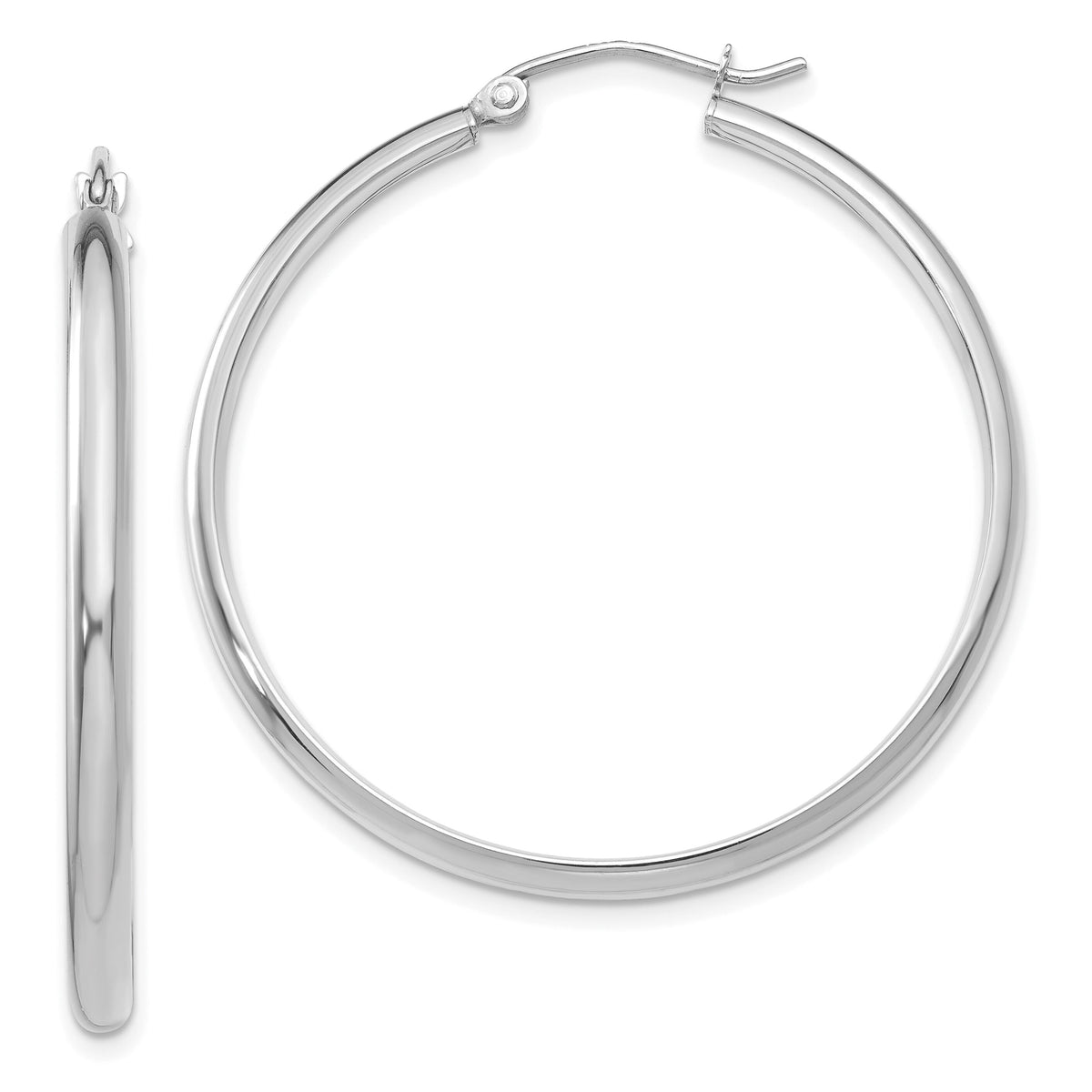 14k White Gold Polished Hoop Earring-TC652