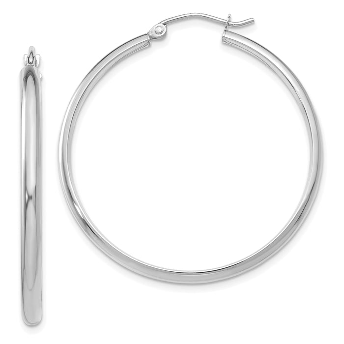 14k White Gold Polished Hoop Earring-TC652