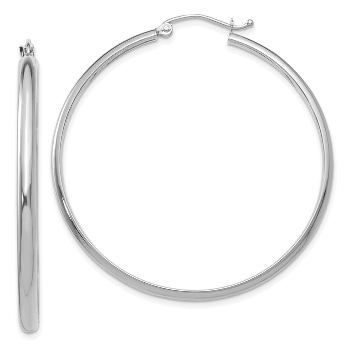 14k White Gold Polished Hoop Earring-TC653