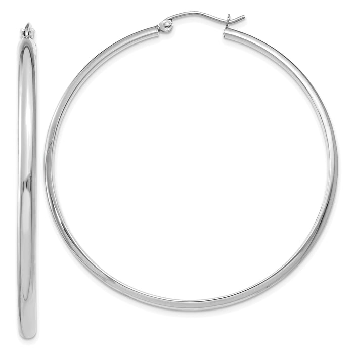 14k White Gold Polished Hoop Earring-TC654