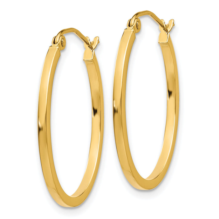 14k Lightweight Fancy Oval Hoop Earrings-TC661