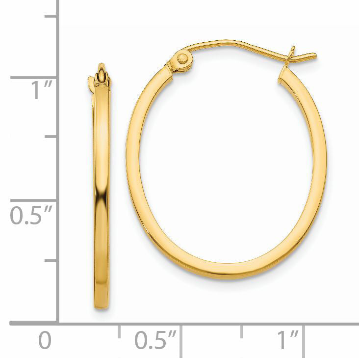 14k Lightweight Fancy Oval Hoop Earrings-TC661