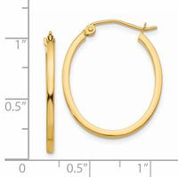 14k Lightweight Fancy Oval Hoop Earrings-TC661