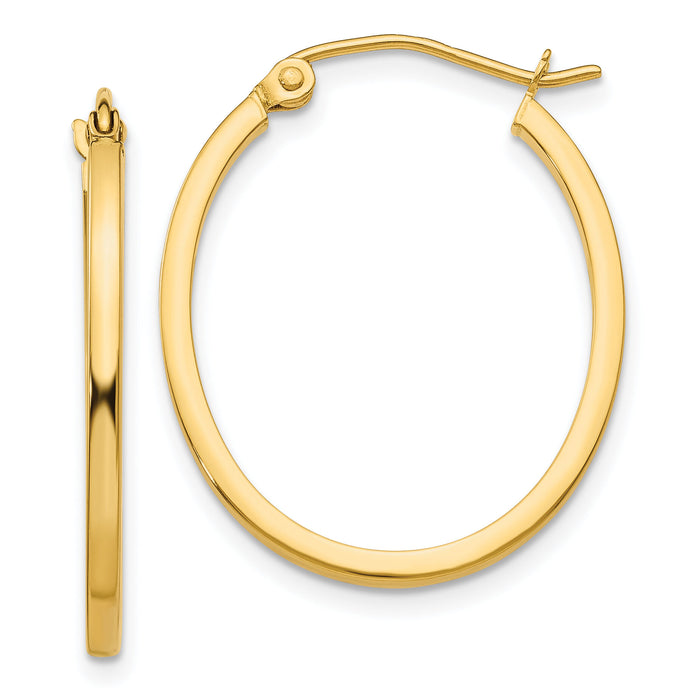 14k Lightweight Fancy Oval Hoop Earrings-TC661