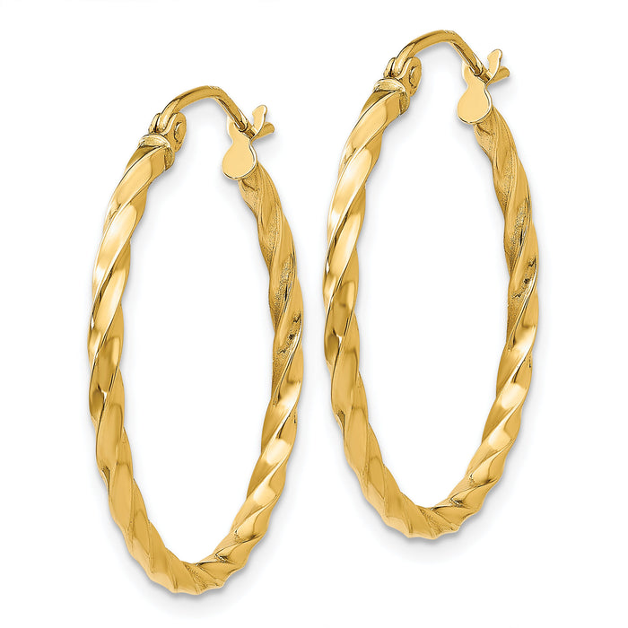 14k Twist Polished Hoop Earring-TC670